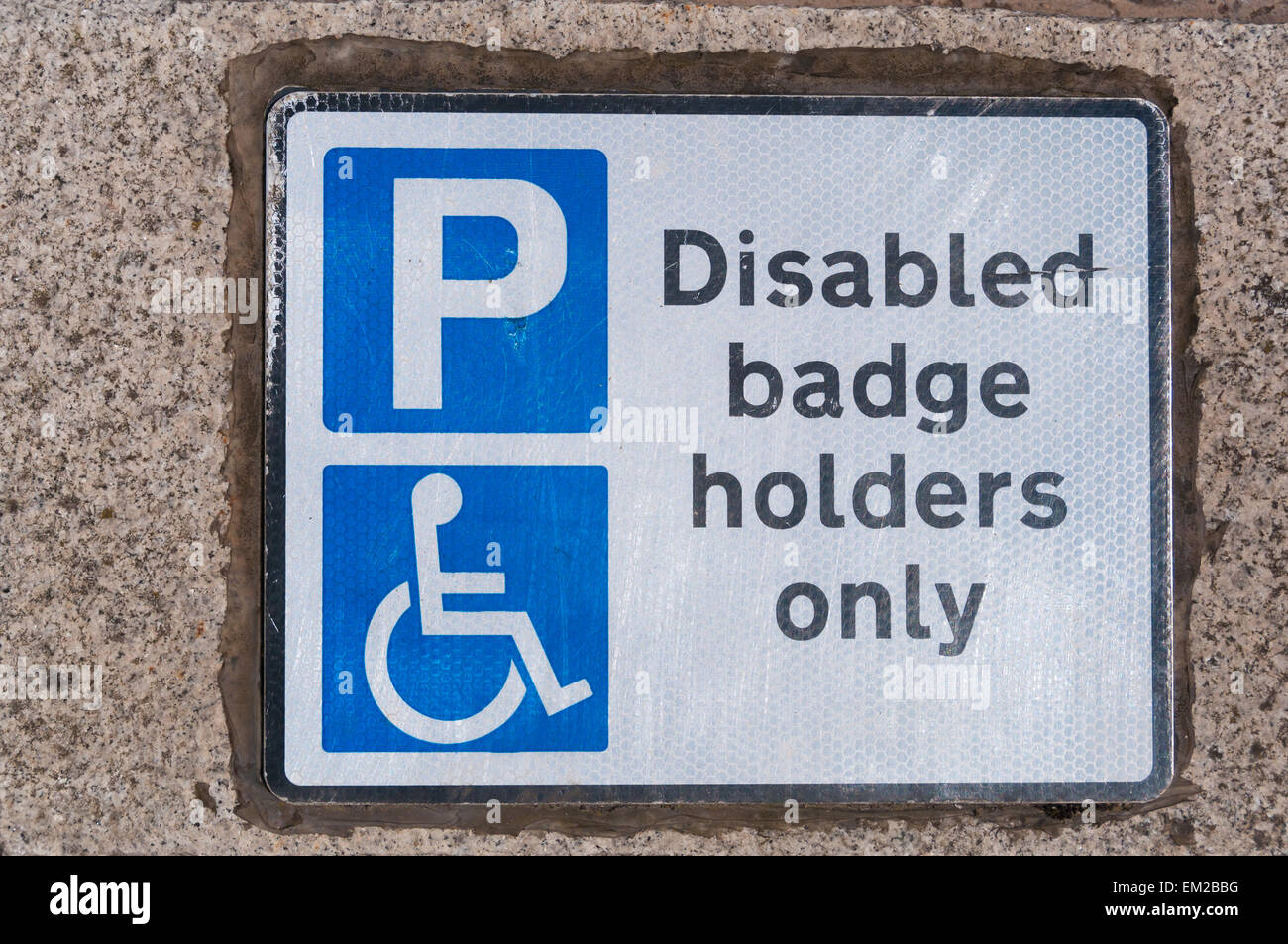 Badge disabili titolari solo segno su calcestruzzo Foto Stock