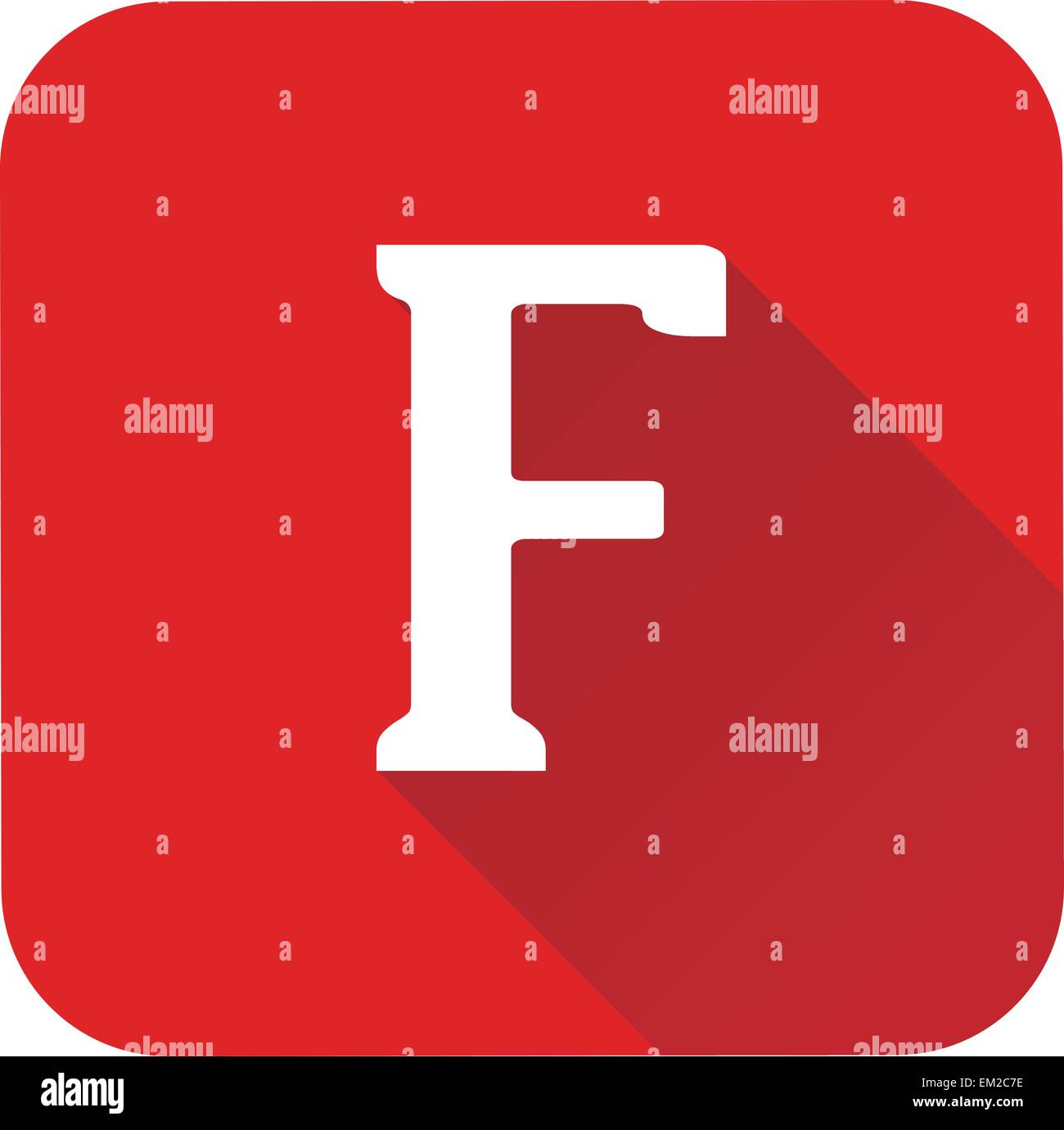 Lettera f alfabeto, lunga ombra icona piana, EPS vettore 10 Illustrazione Vettoriale