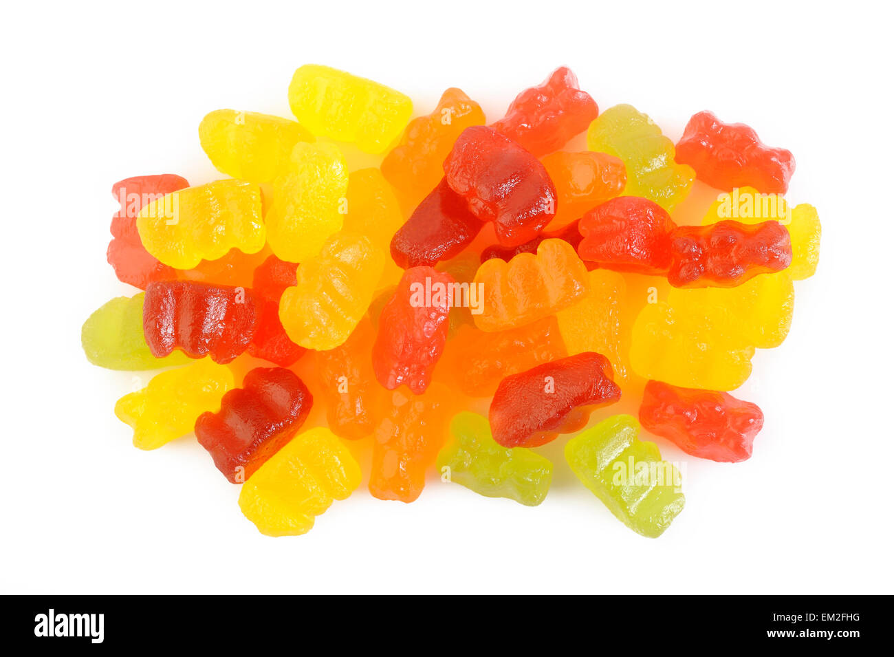 Jelly gummy bears isolati su sfondo bianco Foto Stock