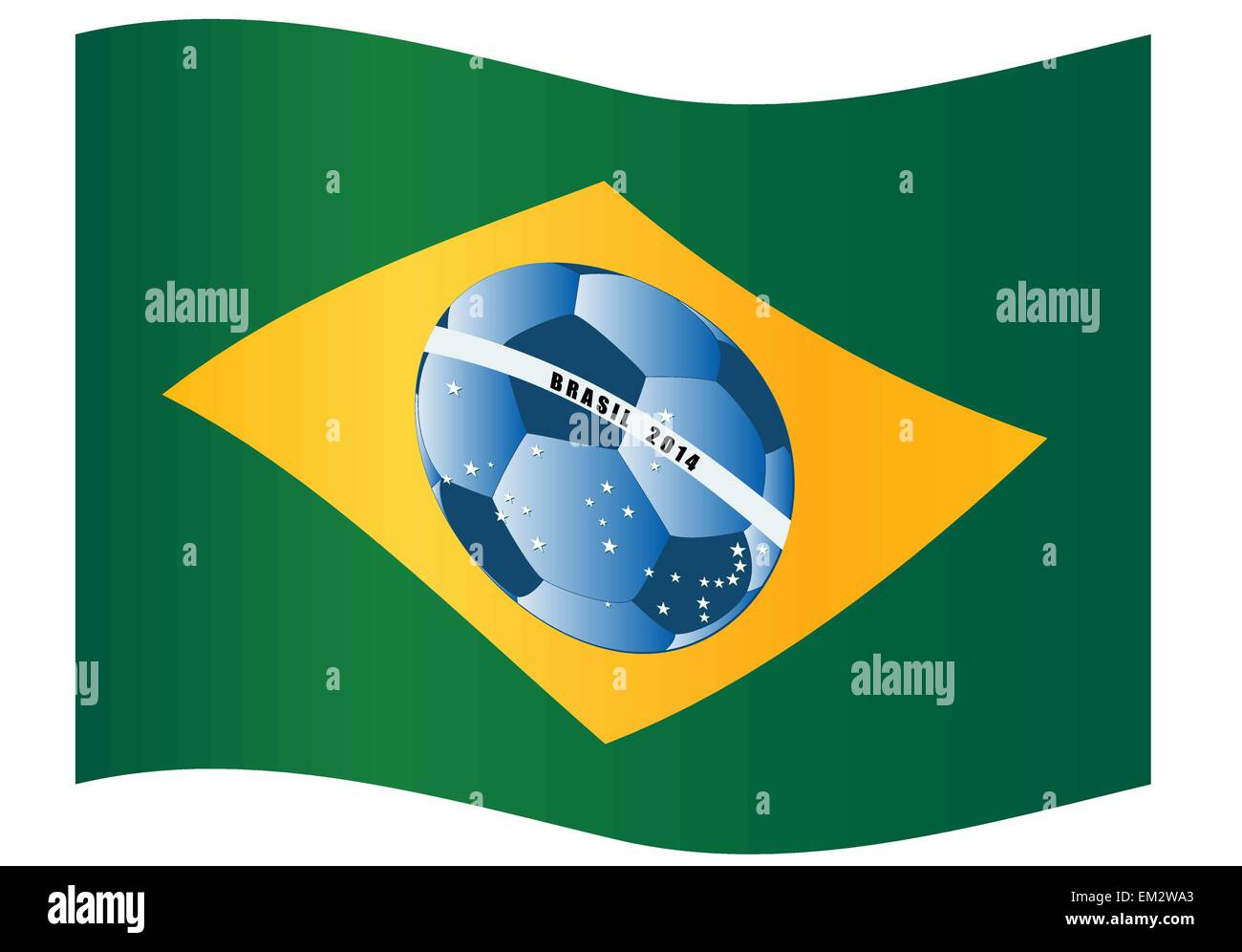 Illustrazione di vettore di bandiera Brasile con sfera di calcio Illustrazione Vettoriale