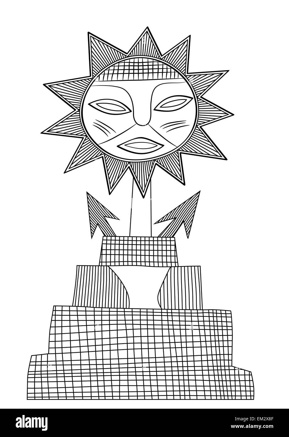 Dio del sole - Dio della civiltà precolombiane - vettore Illustrazione Vettoriale