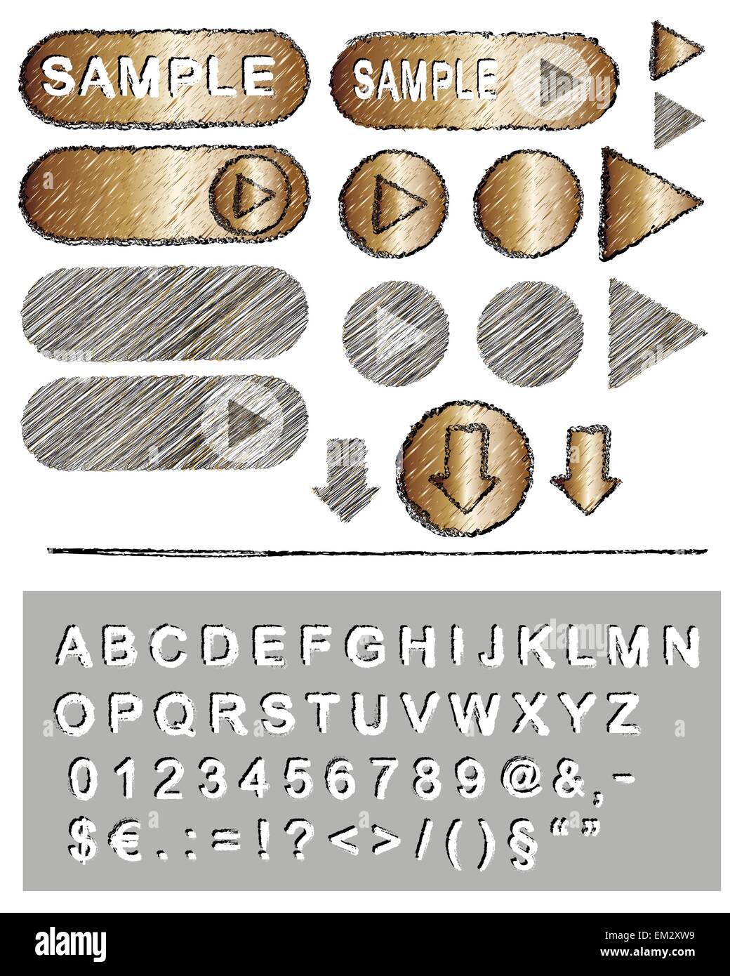 Set di vari pulsanti vettoriali in stile grunge - vettore Illustrazione Vettoriale