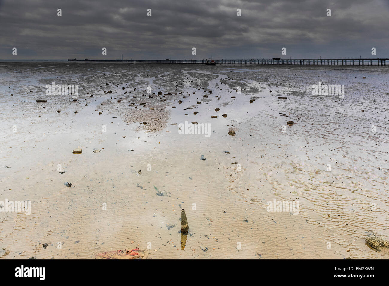 L'estuario del Tamigi a bassa marea. Foto Stock