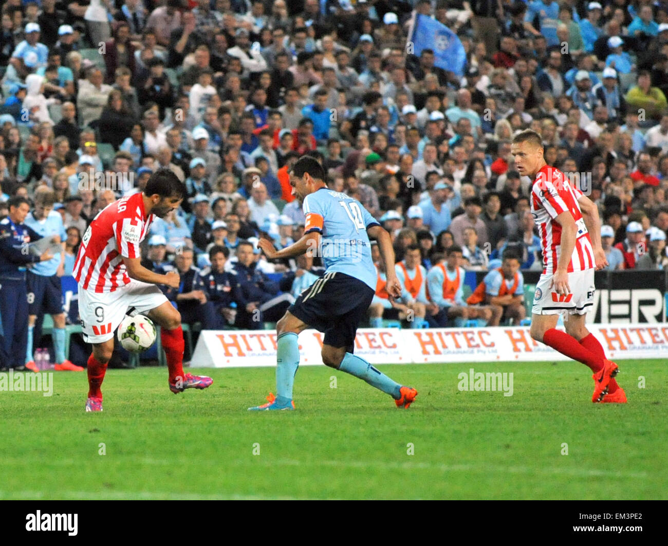 David Villa svolge la sua prima di dieci giochi guest per Melbourne City FC in un campionato un goal per aiutare il suo lato strappare un pareggio contro la Sydney FC con: David Villa Dove: Sydney, Australia quando: 11 Ott 2014 Foto Stock