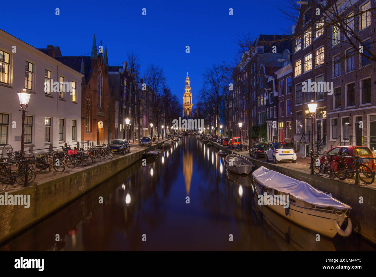 Amsterdam canal di notte Foto Stock