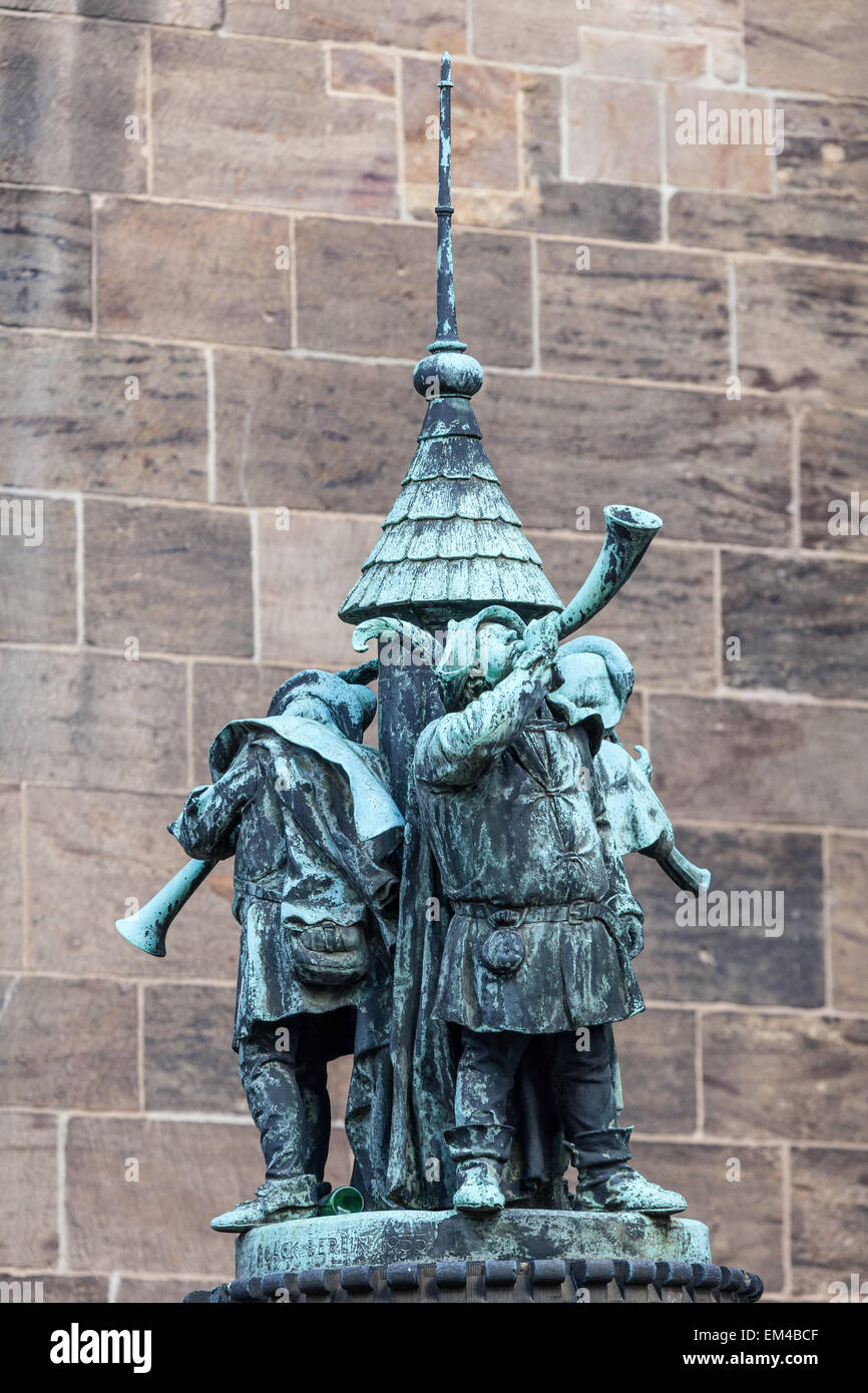 Tromba musicisti statua di Brema, Germania Foto Stock
