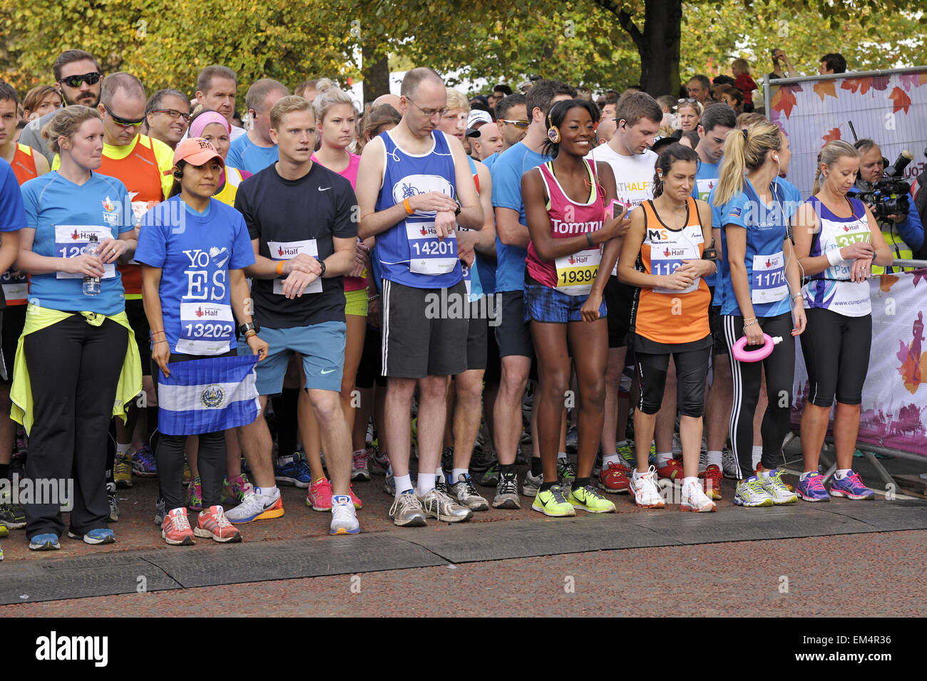 Royal Parks Foundation Half Marathon a Hyde Park con: AJ Odudu dove: Londra, Regno Unito quando: 12 Ott 2014 Foto Stock