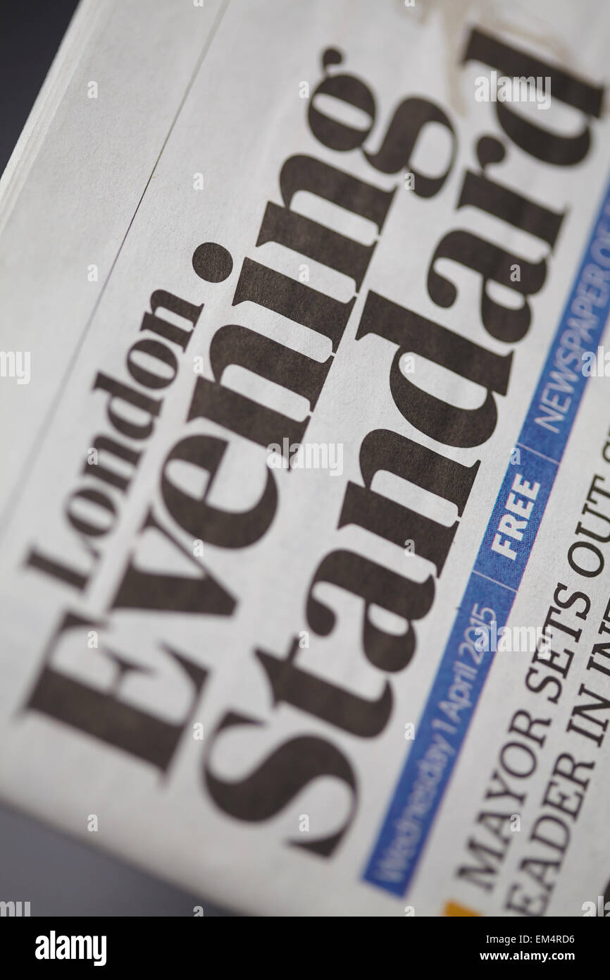 Evening Standard giornale. Dettaglio del coperchio anteriore Foto Stock
