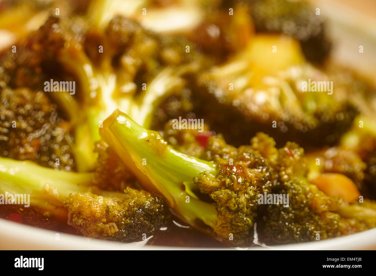 Broccoli con salsa di aglio, cinese/American style Foto Stock