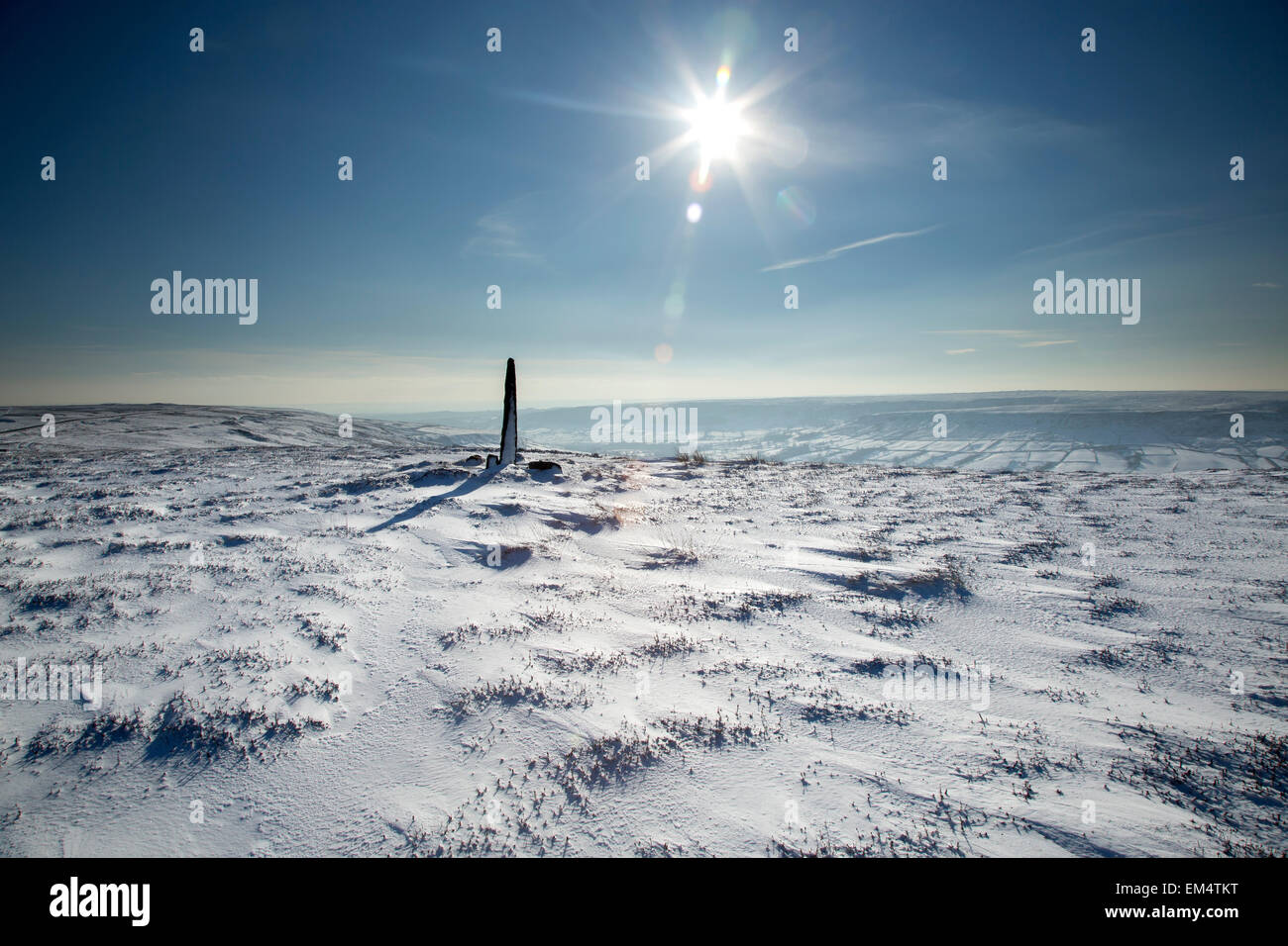 Pietra permanente, Blakey Ridge, North York Moors National Park in inverno Foto Stock