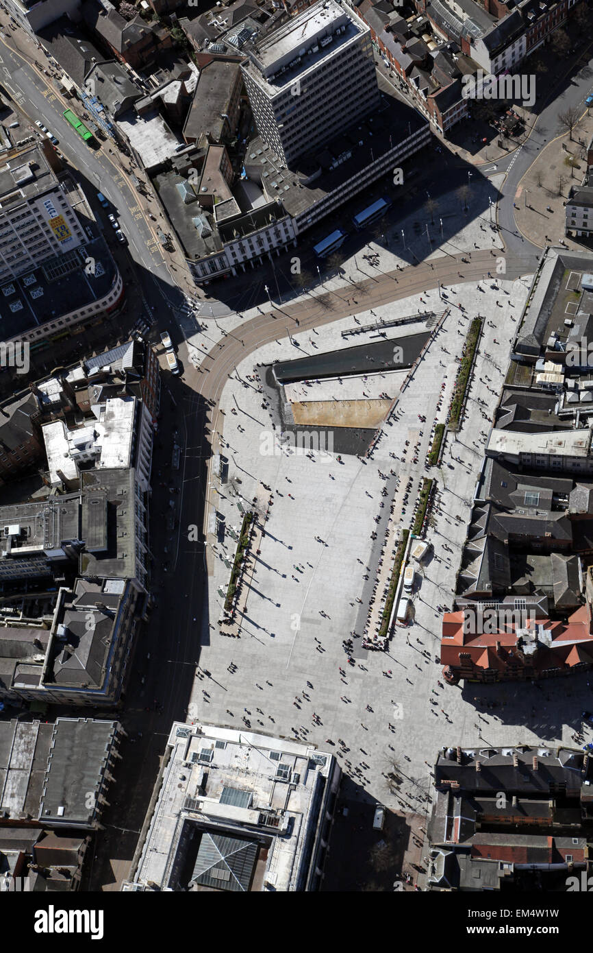 Vista aerea della piazza del mercato di Nottingham City Centre, Regno Unito Foto Stock