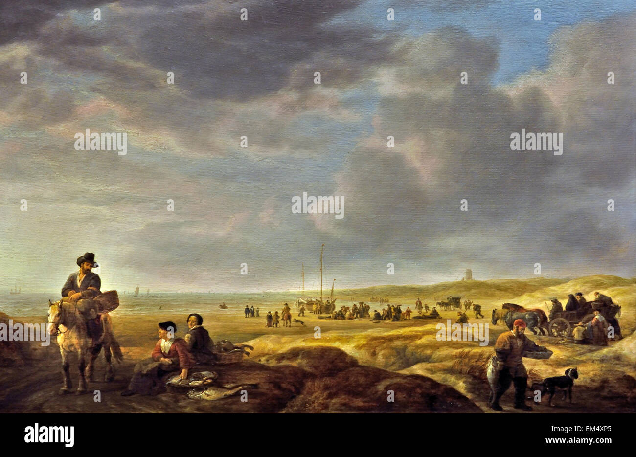 Vicino alla spiaggia di Scheveningen con commercianti di pesce 1643 Simon de Vlieger 1601-1653 olandese Paesi Bassi Foto Stock