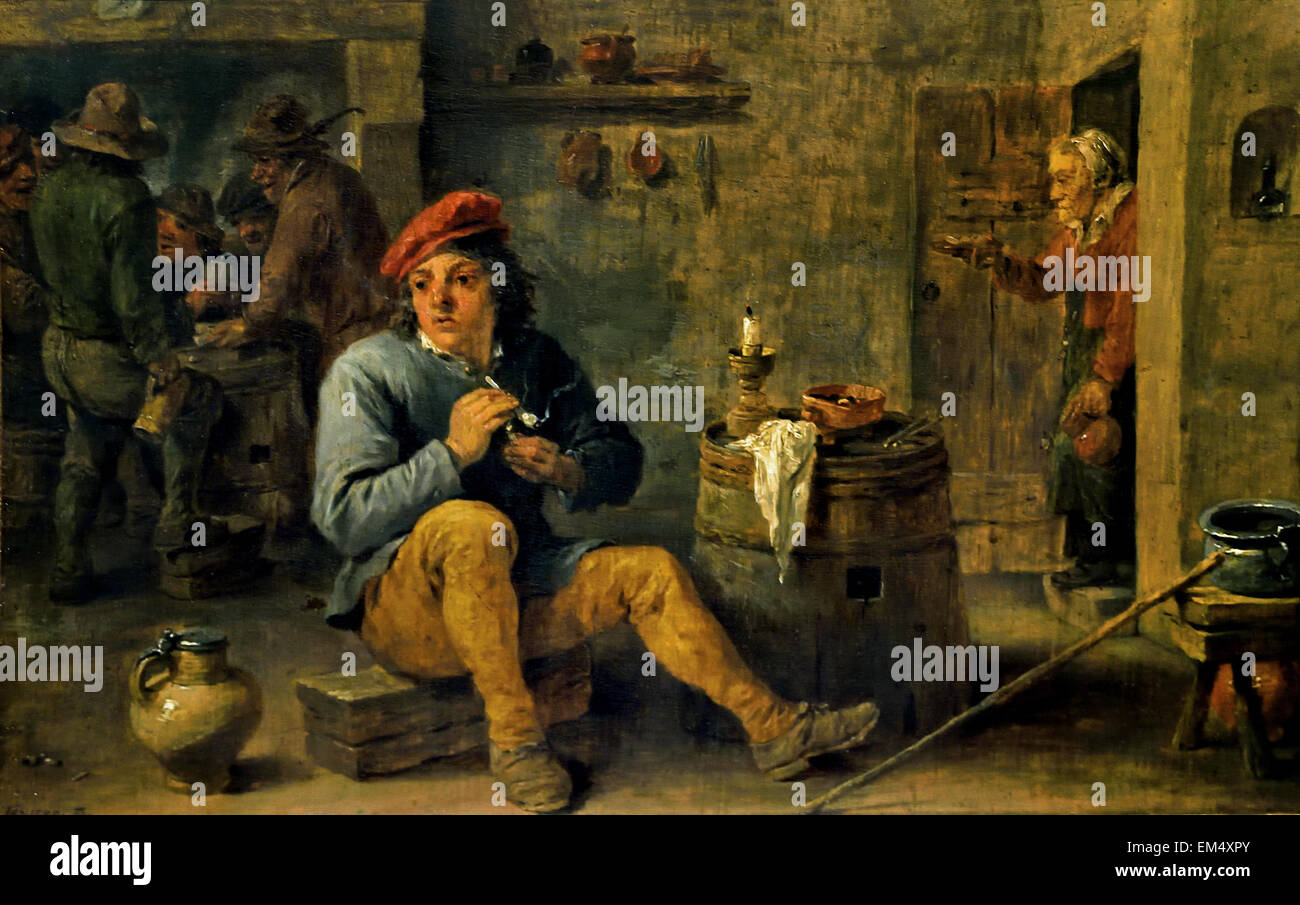 Village Inn by David Teniers il Giovane (1610-1690) belga fiamminga del Belgio Foto Stock