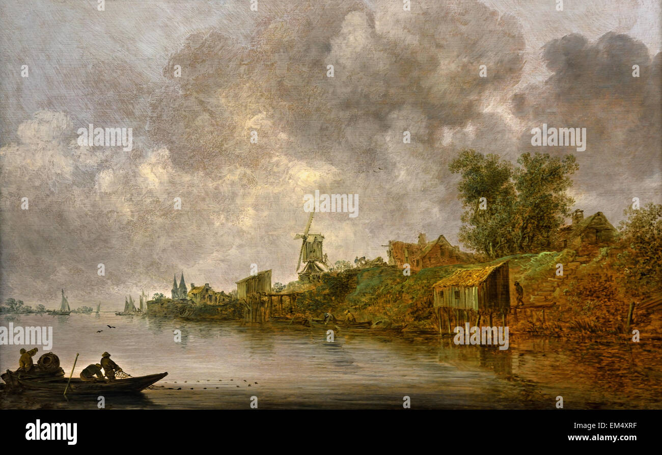 Jan van Goyen (Leida 1596 - 1656 Den Haag ) Paesaggio con fiume 1652 Paesi Bassi Paesi Bassi Foto Stock