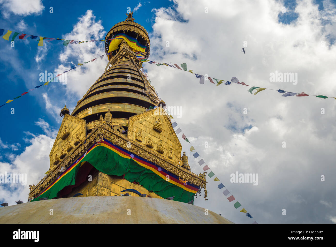 Vista di swayambhunath monkey temple stupa di Kathmandu Foto Stock