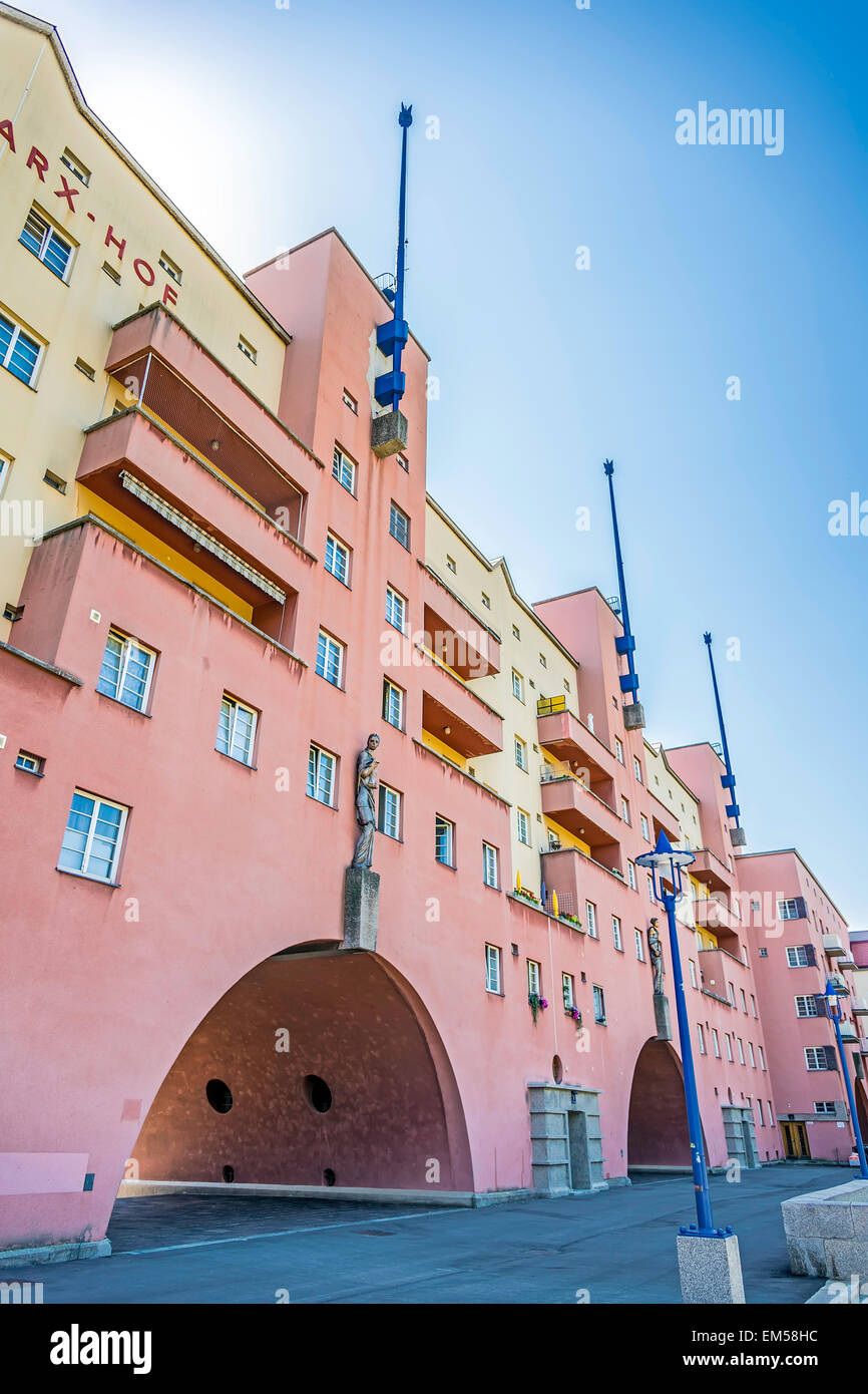 Vista dal cortile per il Karl Marx Hof Foto Stock