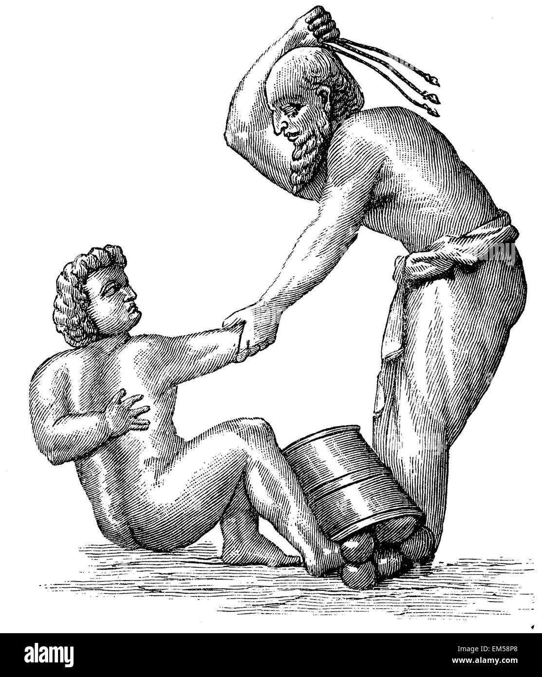 Flagellazione di uno slave. Pompeiani rilievo bronzo Foto Stock