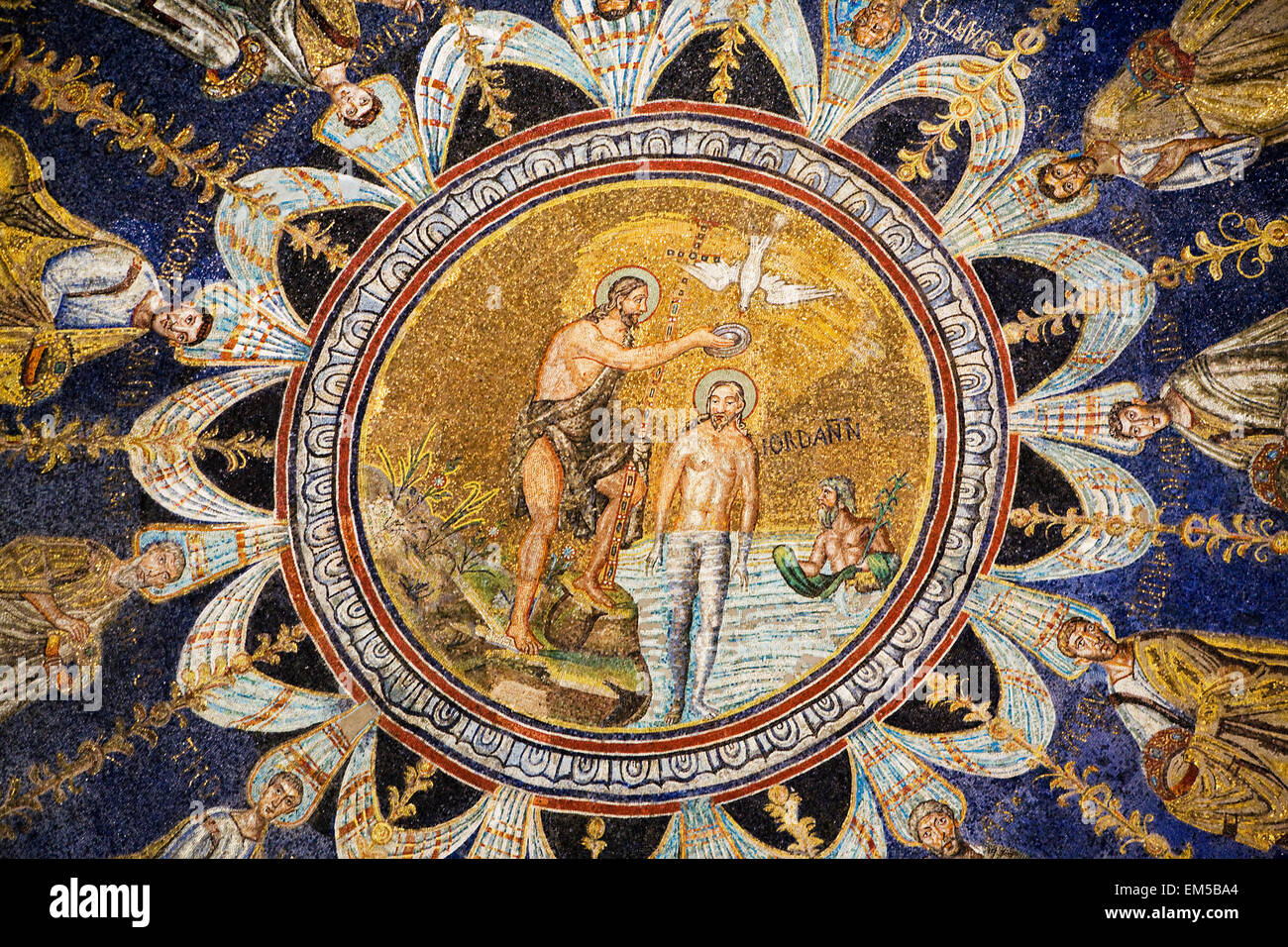 Italia, Emilia Romagna, Ravenna, mosaico del Battesimo di Cristo nel