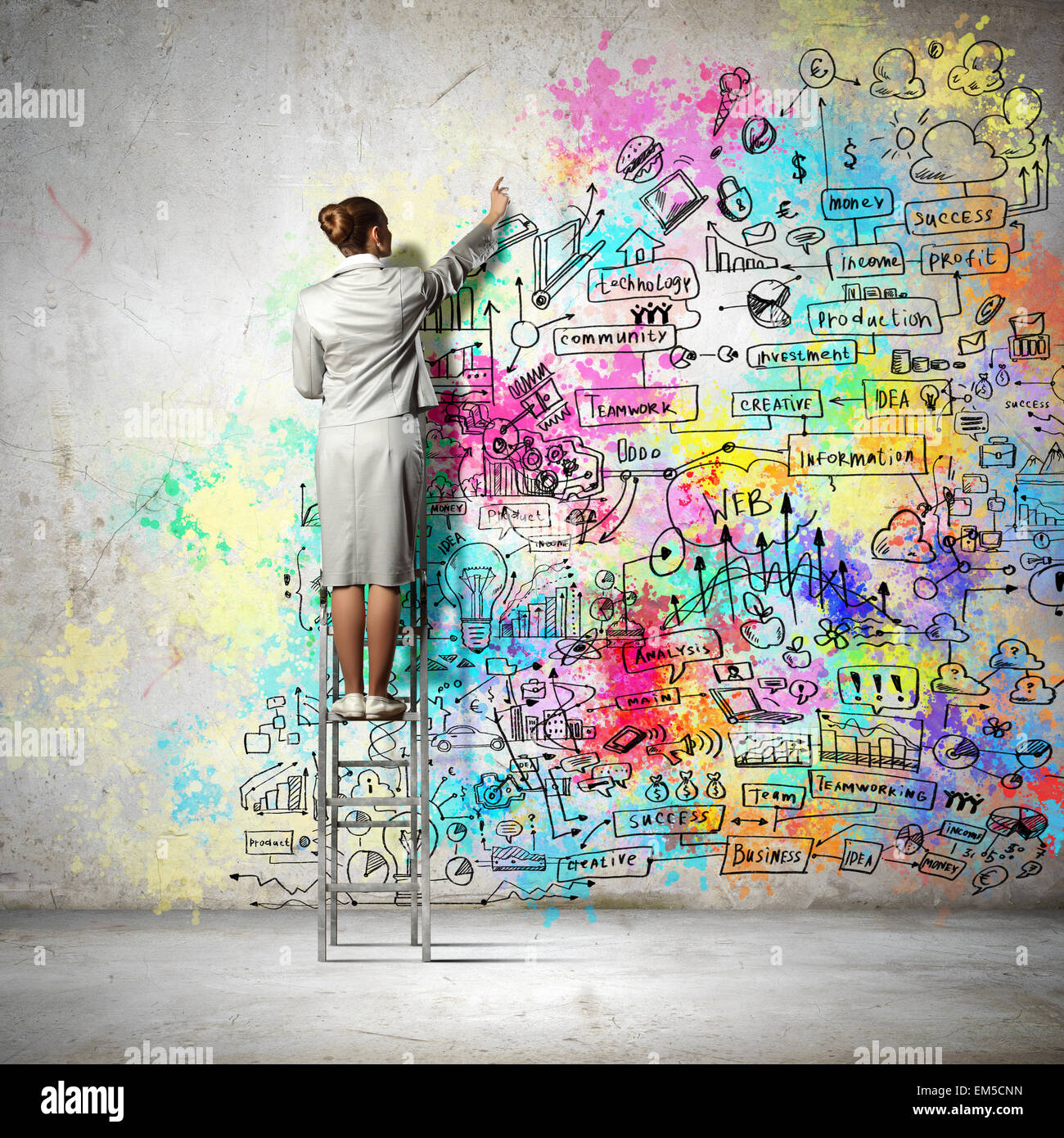 Vista posteriore di imprenditrice Foto Stock