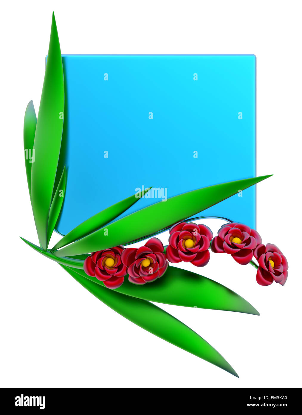 Modulo con foglie e fiori di colore rosso Foto Stock