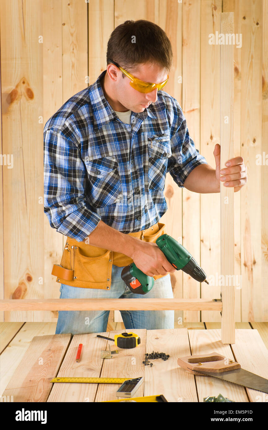 Carpenter nel lavoro Foto Stock