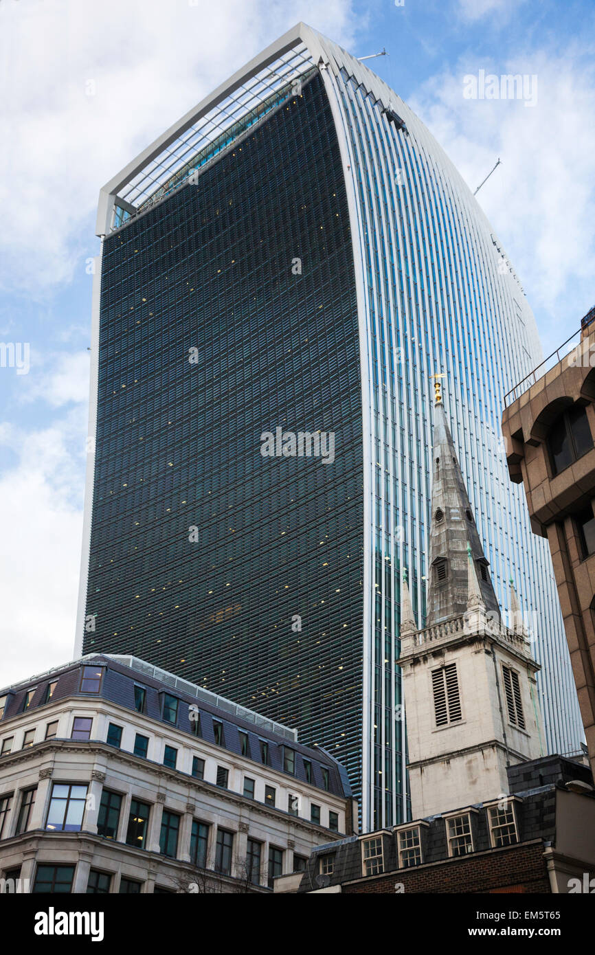 Un dettaglio dell'edificio Walkie-Talkie su Fenchurch Street a Londra, Regno Unito. Foto Stock