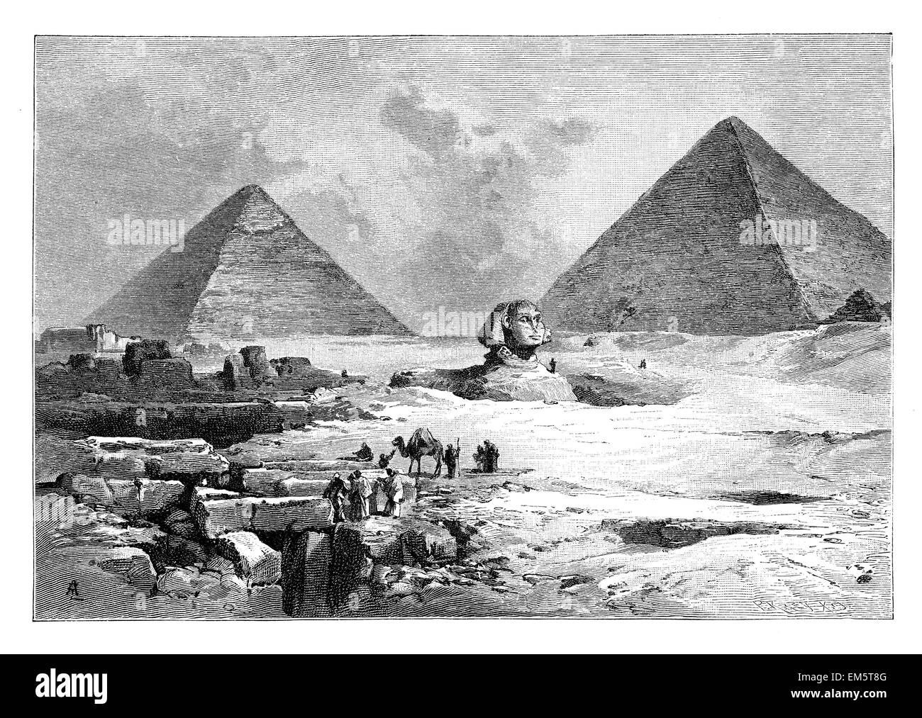 La Piramide di Giza campo, ad ovest di Memphis Foto Stock