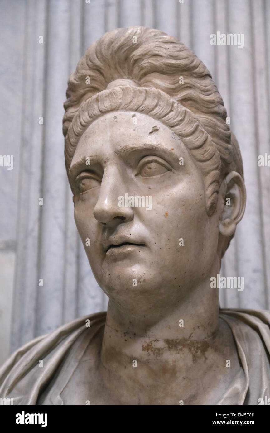 Pompeia Plotina (d. 121/122). Romano e moglie di imperatore romano Traiano. Ritratto. Busto. Musei Vaticani. Foto Stock