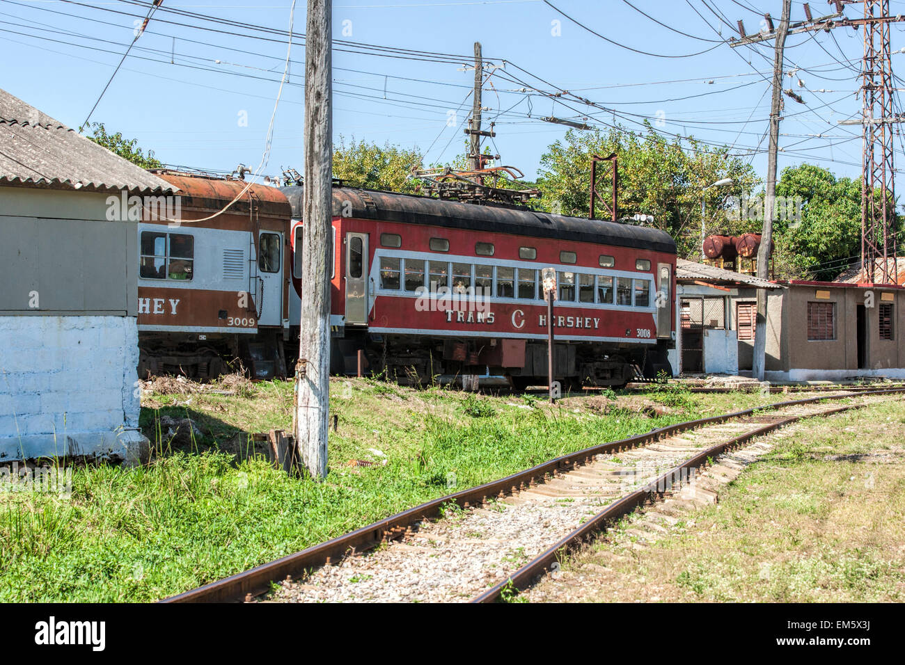 Hershey calibro standard treno elettrico e trasporti ferroviari la linea ferroviaria a Matanzas a Cuba. Foto Stock