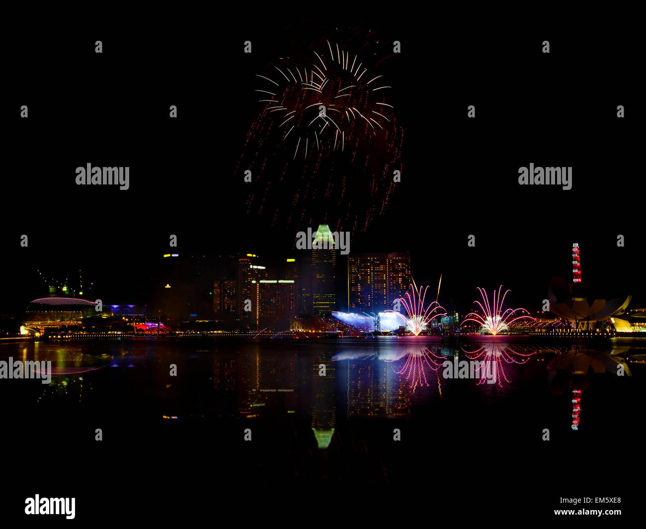 Singapore fuochi d'artificio Foto Stock