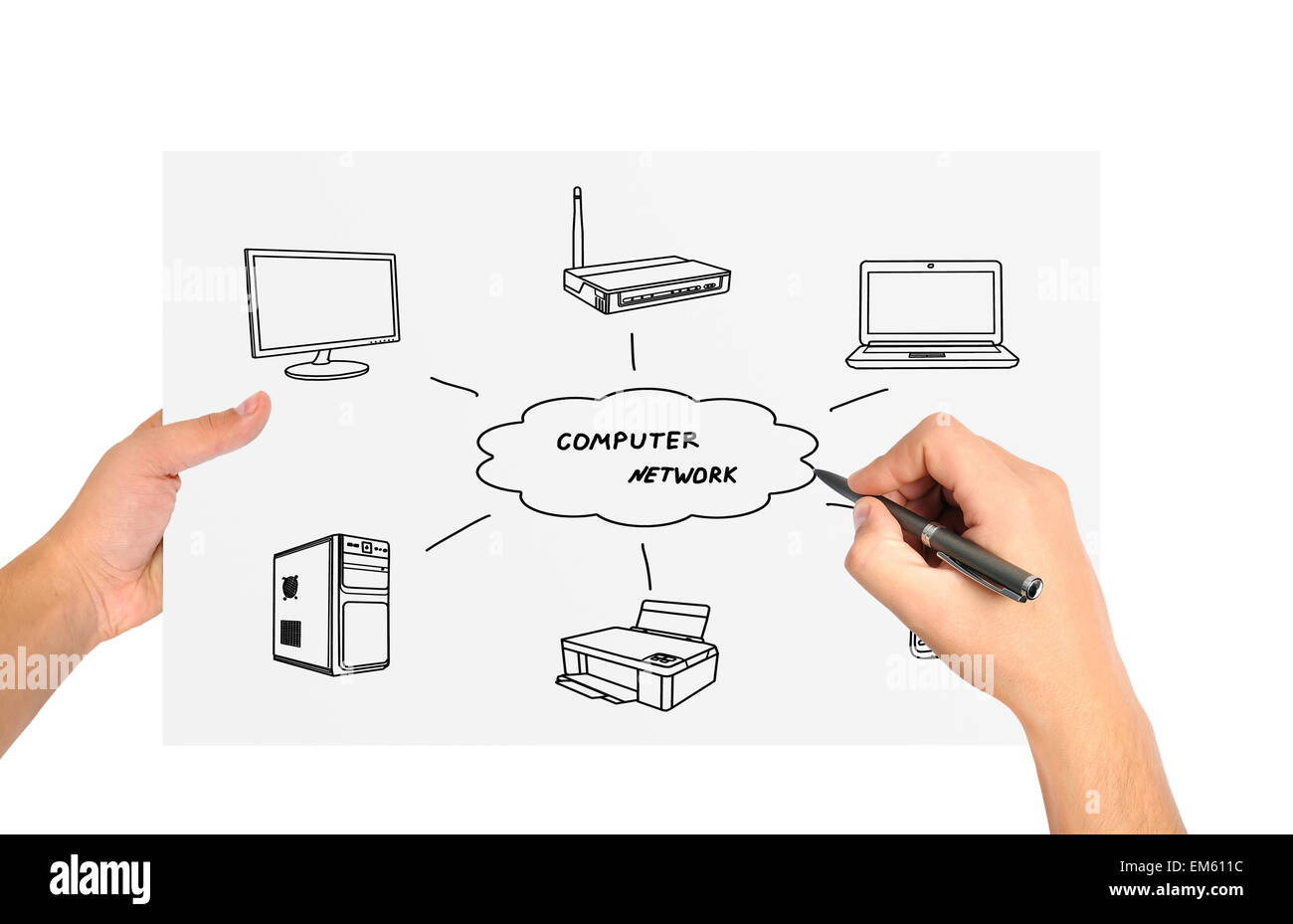 Disegno di rete per computer Foto Stock