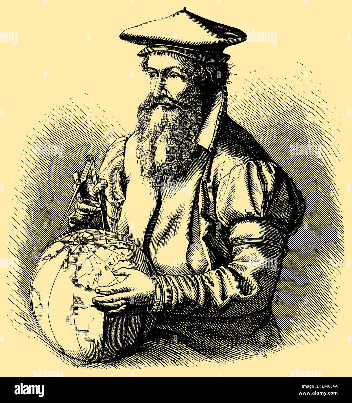 Gerardus Mercator, del XVI secolo cartografo Fiammingo Foto Stock