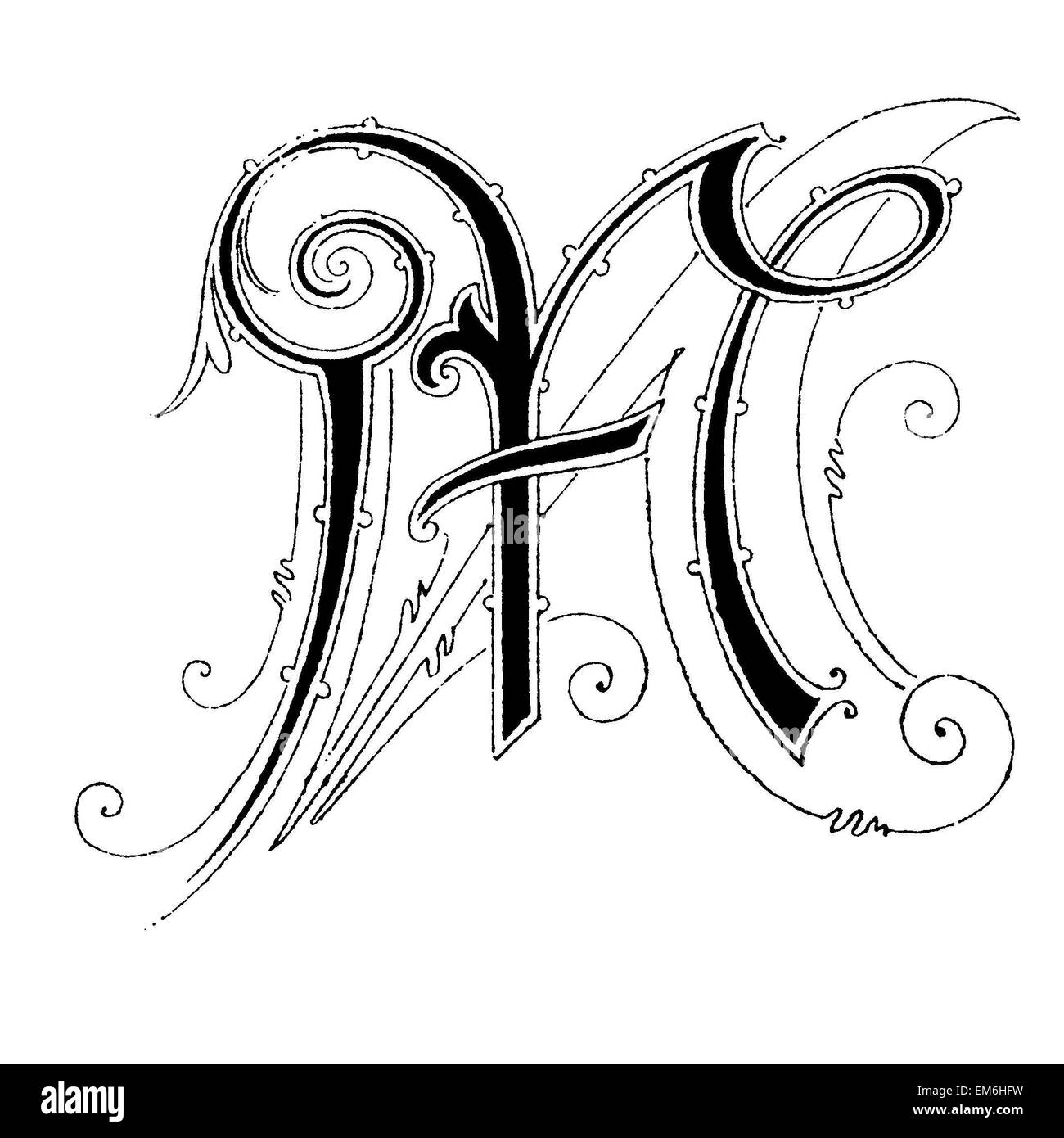 La lettera M, Font: Art Nouveau Foto Stock