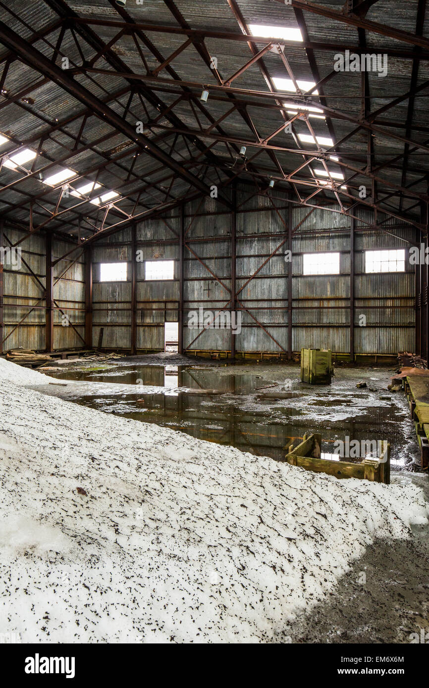 Rovinato hangar aereo, Whaler's Bay, isola Deception, Antartide Foto Stock