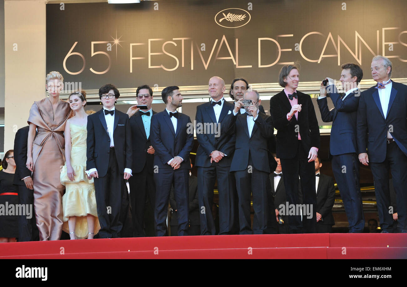 CANNES, Francia - 16 Maggio 2012: Direttore di Wes Anderson & le stelle del suo film "oonrise unito" al gala di apertura del sessantacinquesimo Festival de Cannes. Maggio 16, 2012 Cannes, Francia Foto Stock