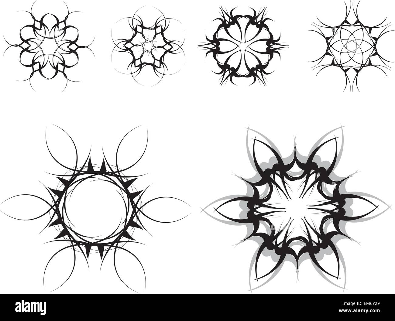 Set di vettore di nero motivi gotico su sfondo bianco Illustrazione Vettoriale