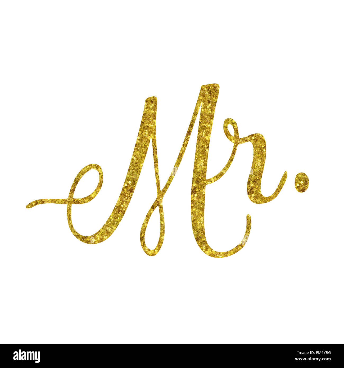 Glittery oro in similpelle di lamina metallica preventivo di ispirazione isolata su sfondo bianco Foto Stock