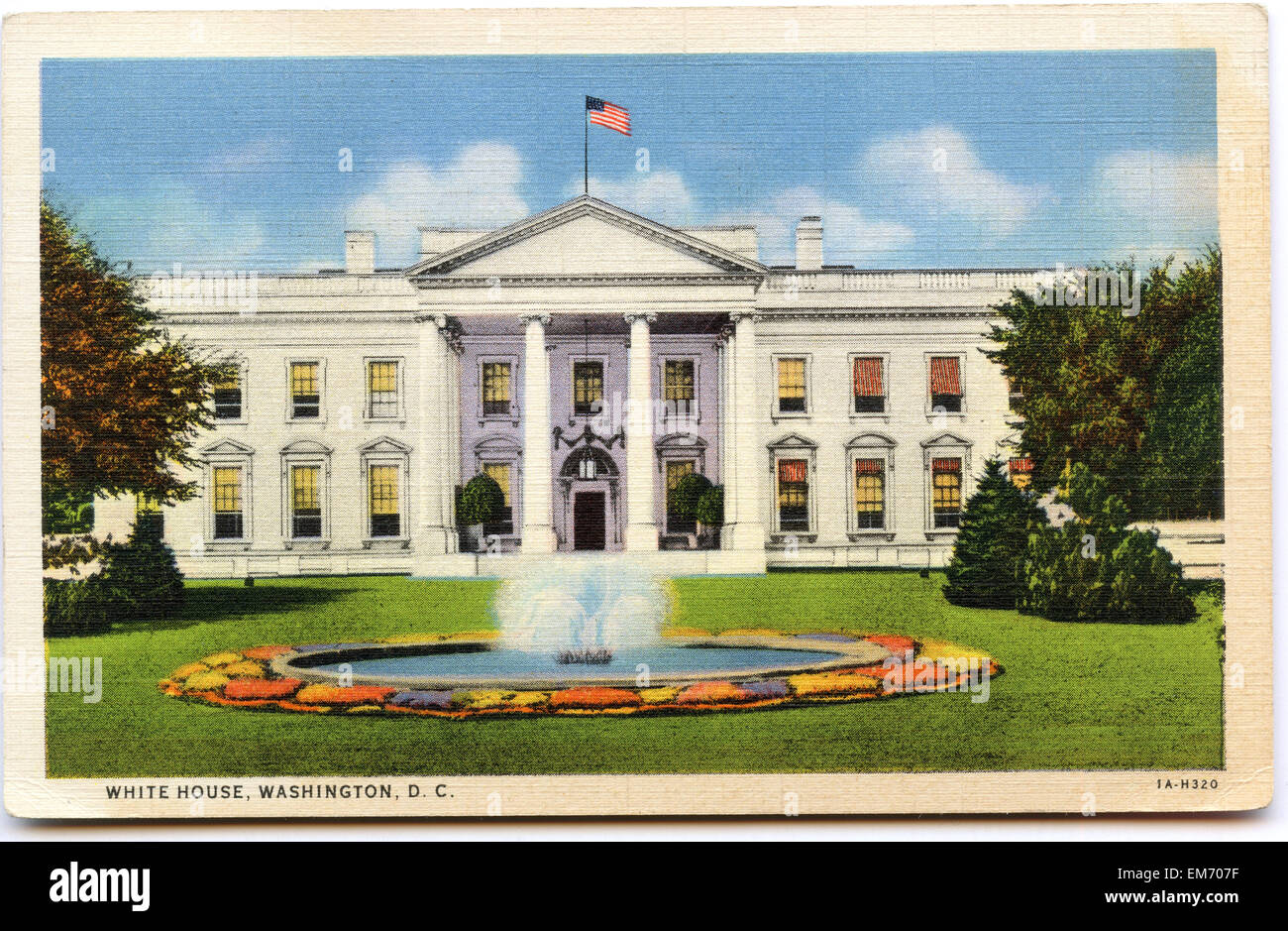 Cartolina Vintage della Casa Bianca di Washington, DC, Stati Uniti d'America. Foto Stock