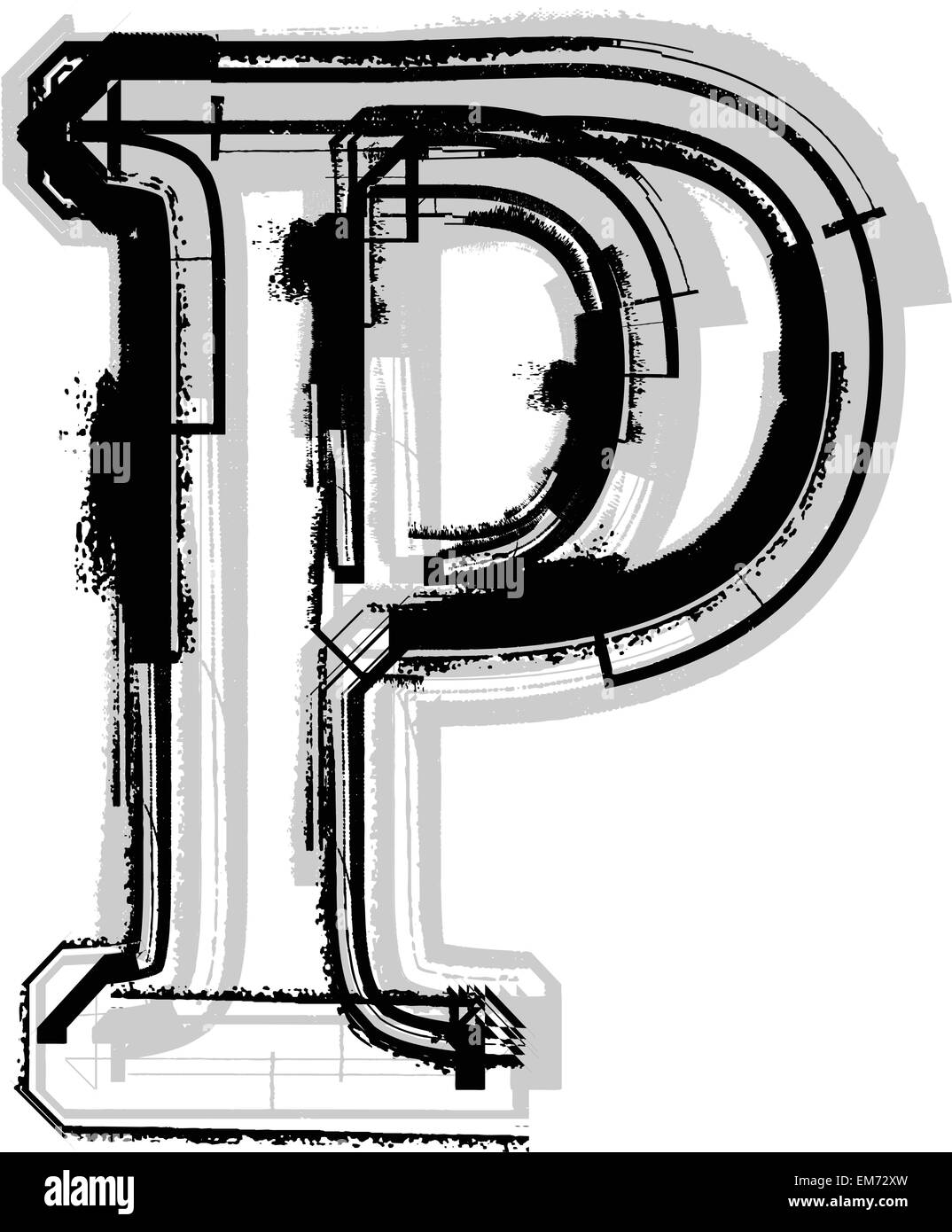 Illustrazione dei font con la lettera P Illustrazione Vettoriale