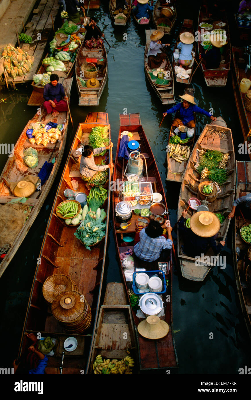 Thailandia, Bangkok, Damnern Saduak Mercato Galleggiante Foto Stock