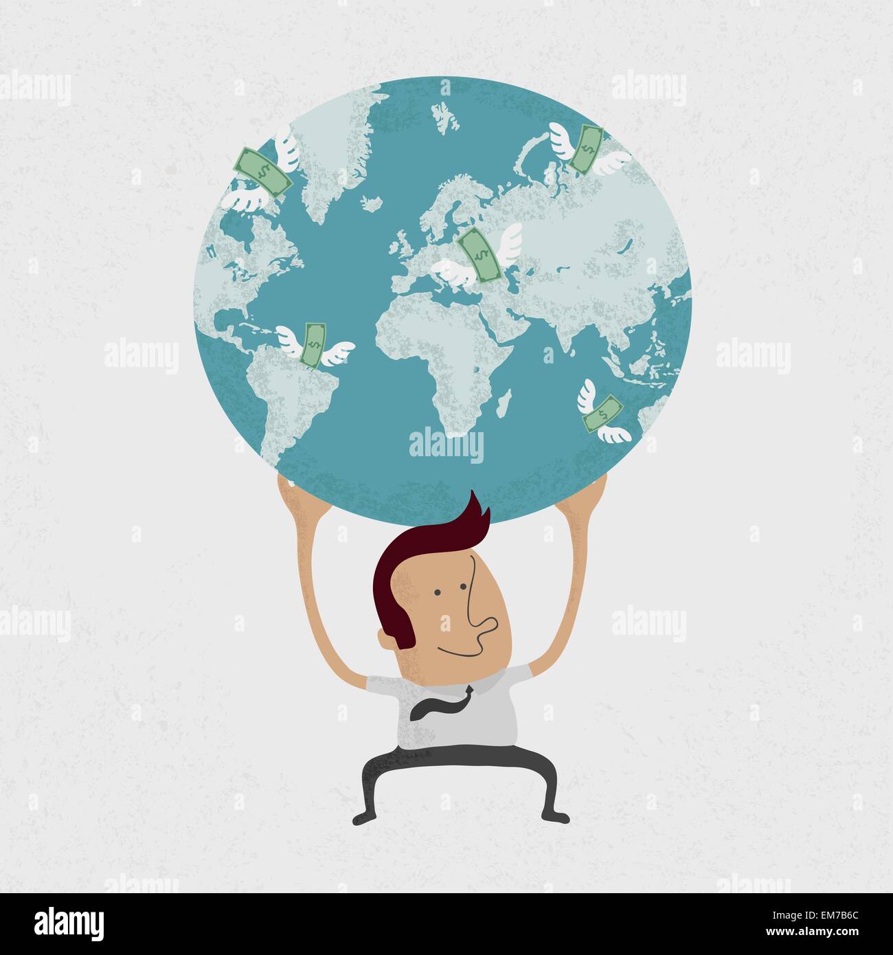 Il mondo intero è nelle mani di un uomo di affari , eps10 vettore Illustrazione Vettoriale