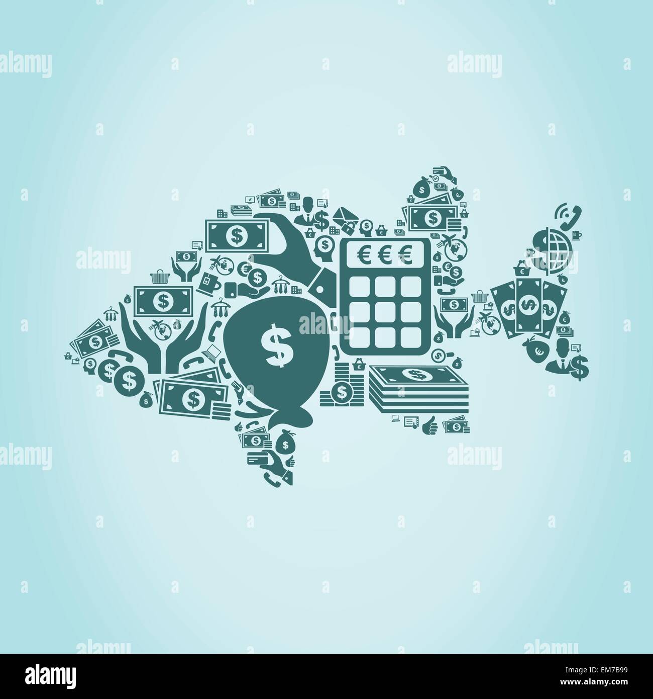 Commercio di pesce Illustrazione Vettoriale