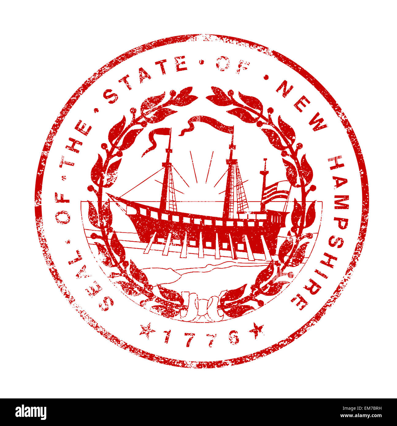 La guarnizione di tenuta dello stato del New Hampshire timbro di gomma su sfondo bianco Foto Stock