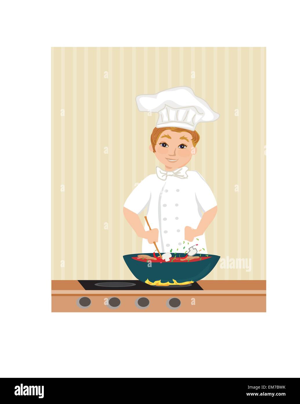 Allegro chef in cucina Illustrazione Vettoriale