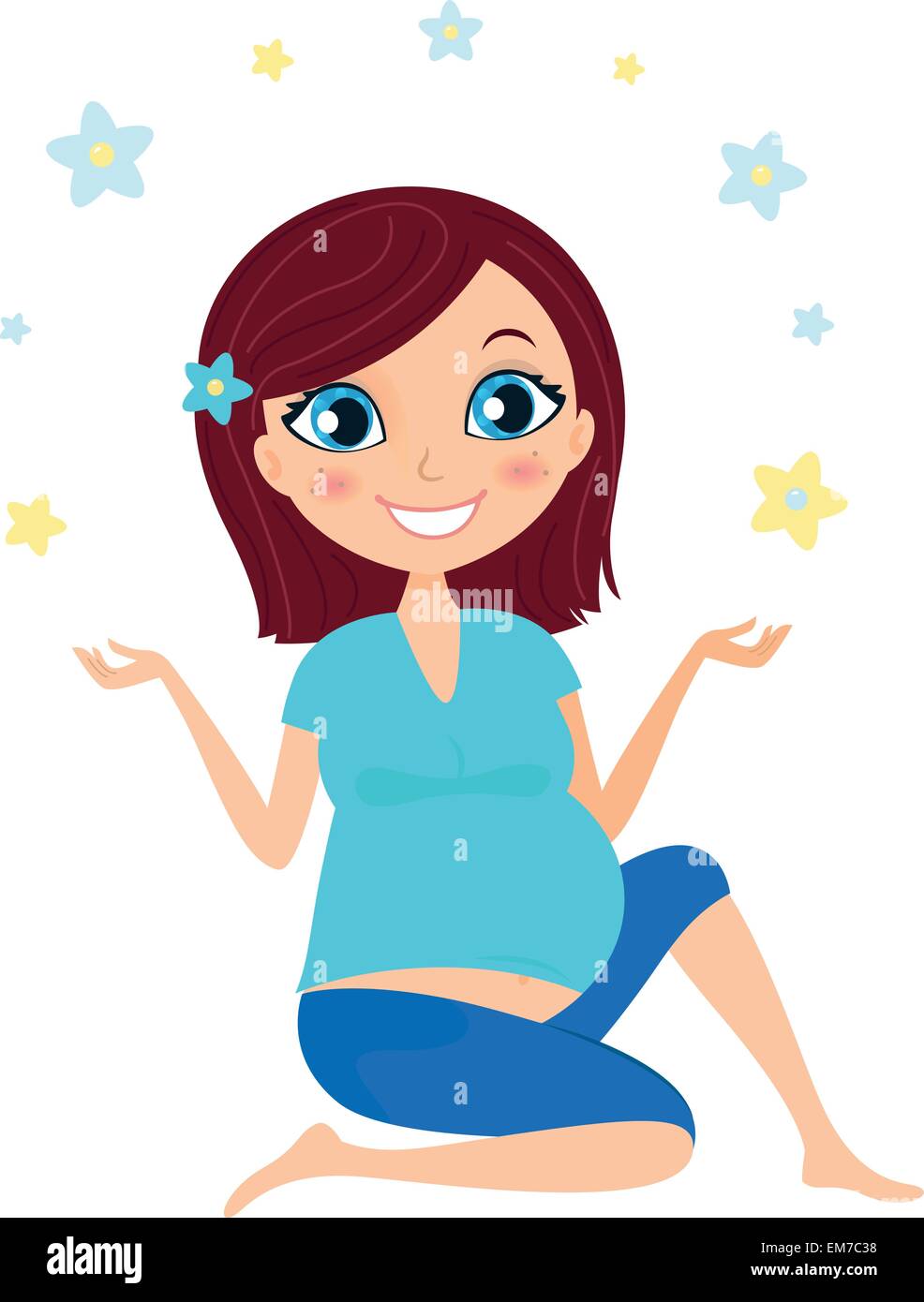 Bellissimo mamma incinta di Yoga asana isolato su bianco Illustrazione Vettoriale