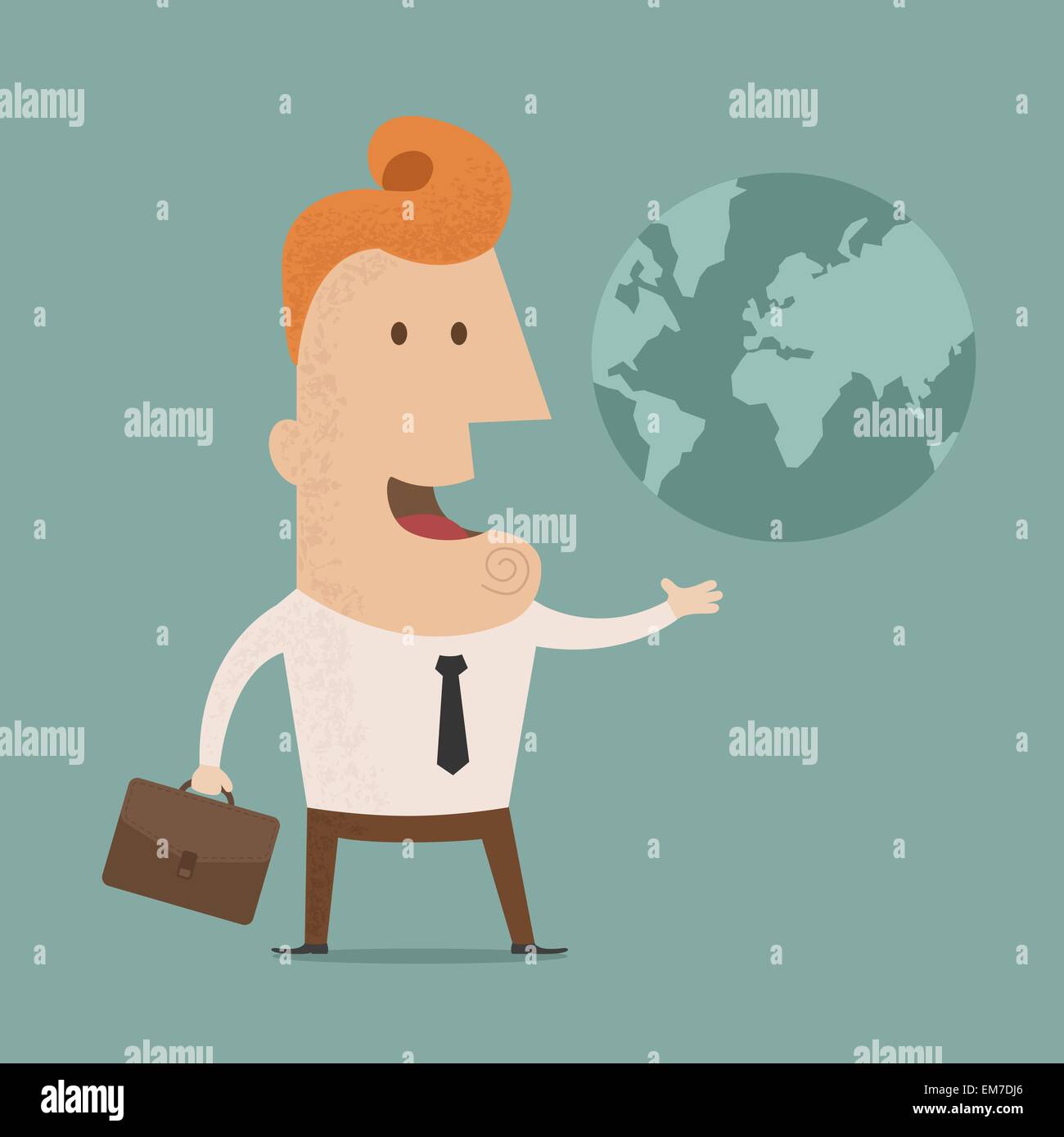 Imprenditore mantiene la terra in una mano Illustrazione Vettoriale