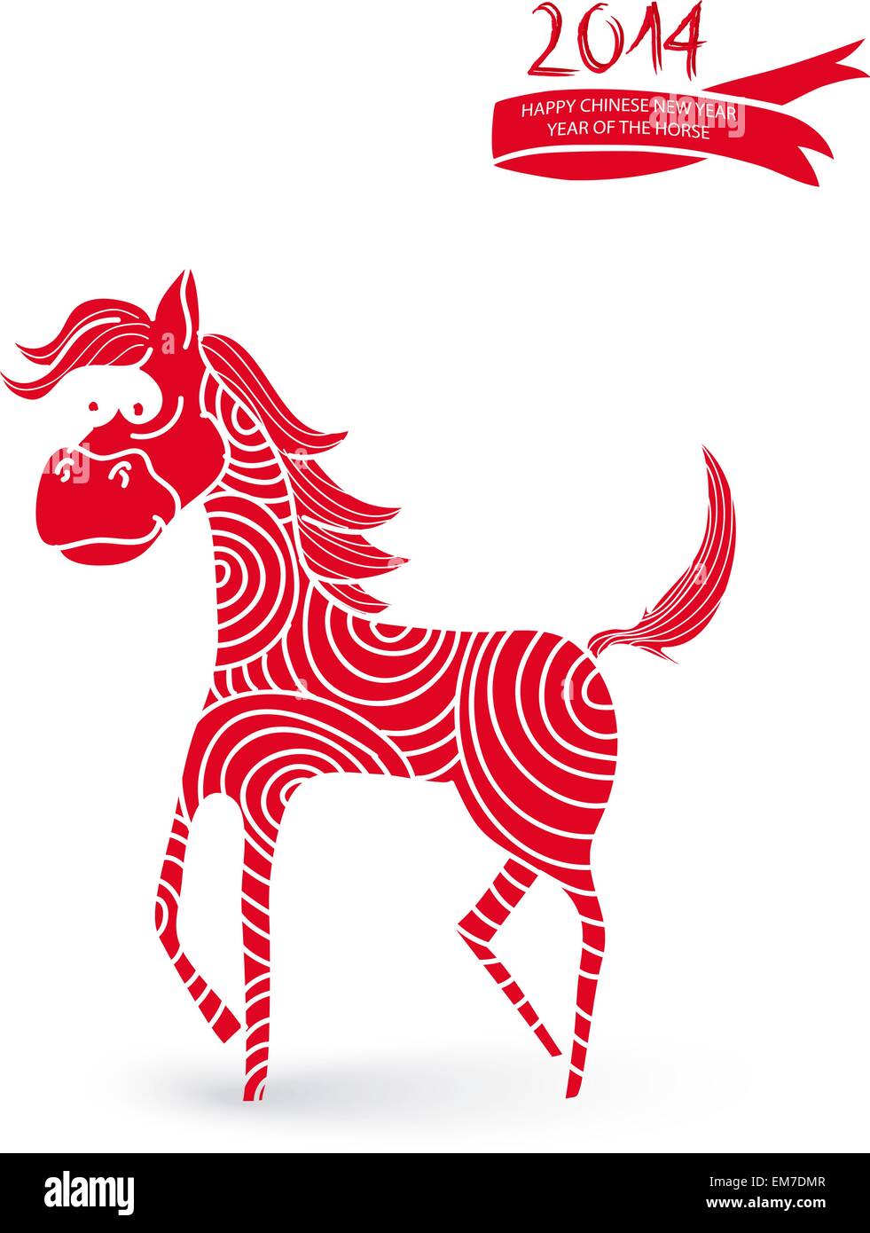 Anno Nuovo Cinese del fumetto illustrazione del cavallo Illustrazione Vettoriale