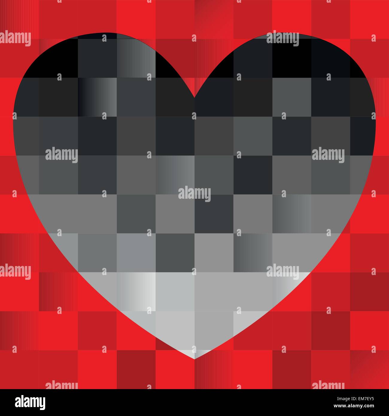 Cuore nero su rosso Illustrazione Vettoriale