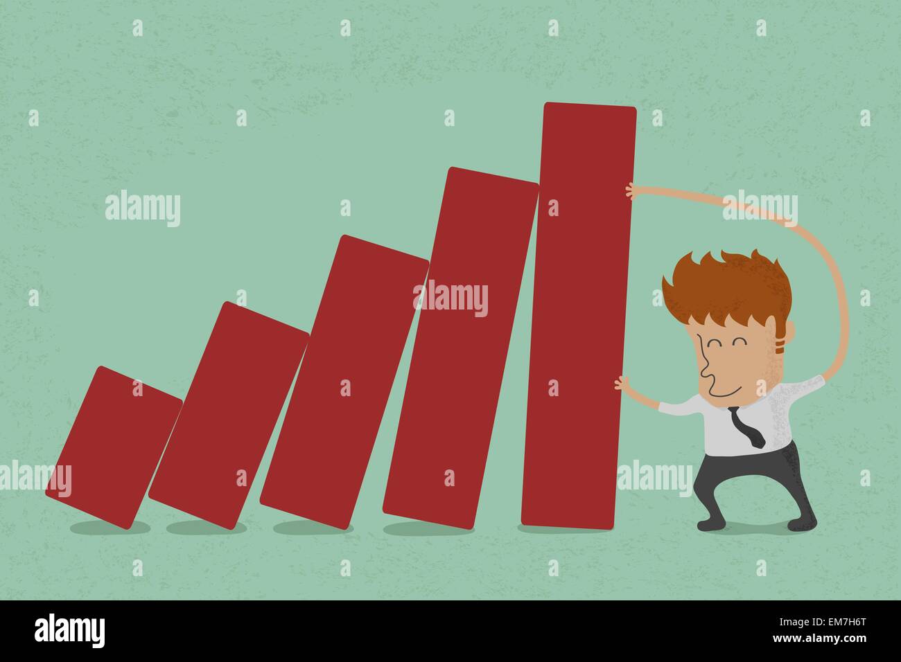 Business man spingendo il grafico a barra , eps10 formato vettoriale Illustrazione Vettoriale