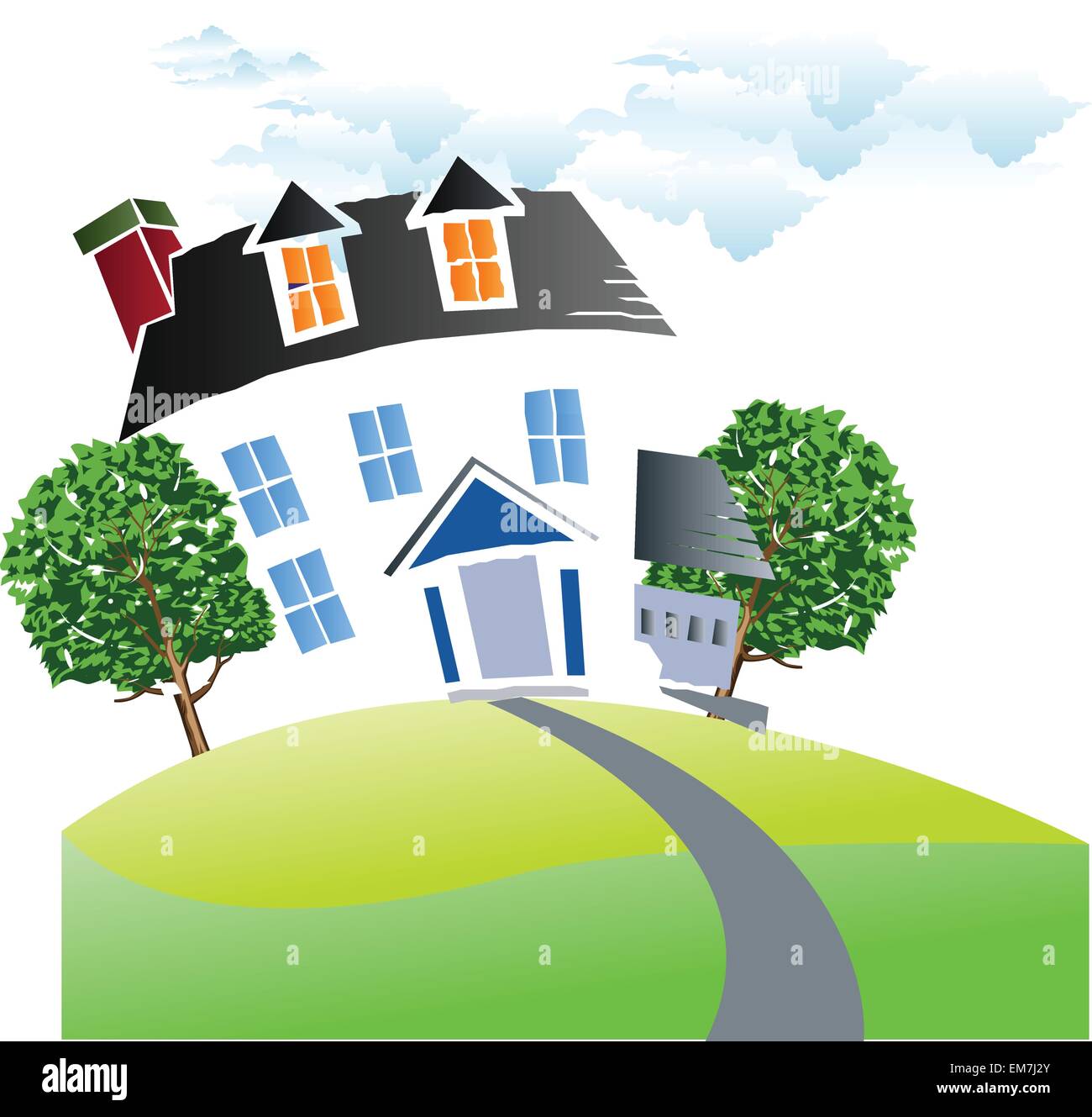 Casa con giardino Illustrazione Vettoriale